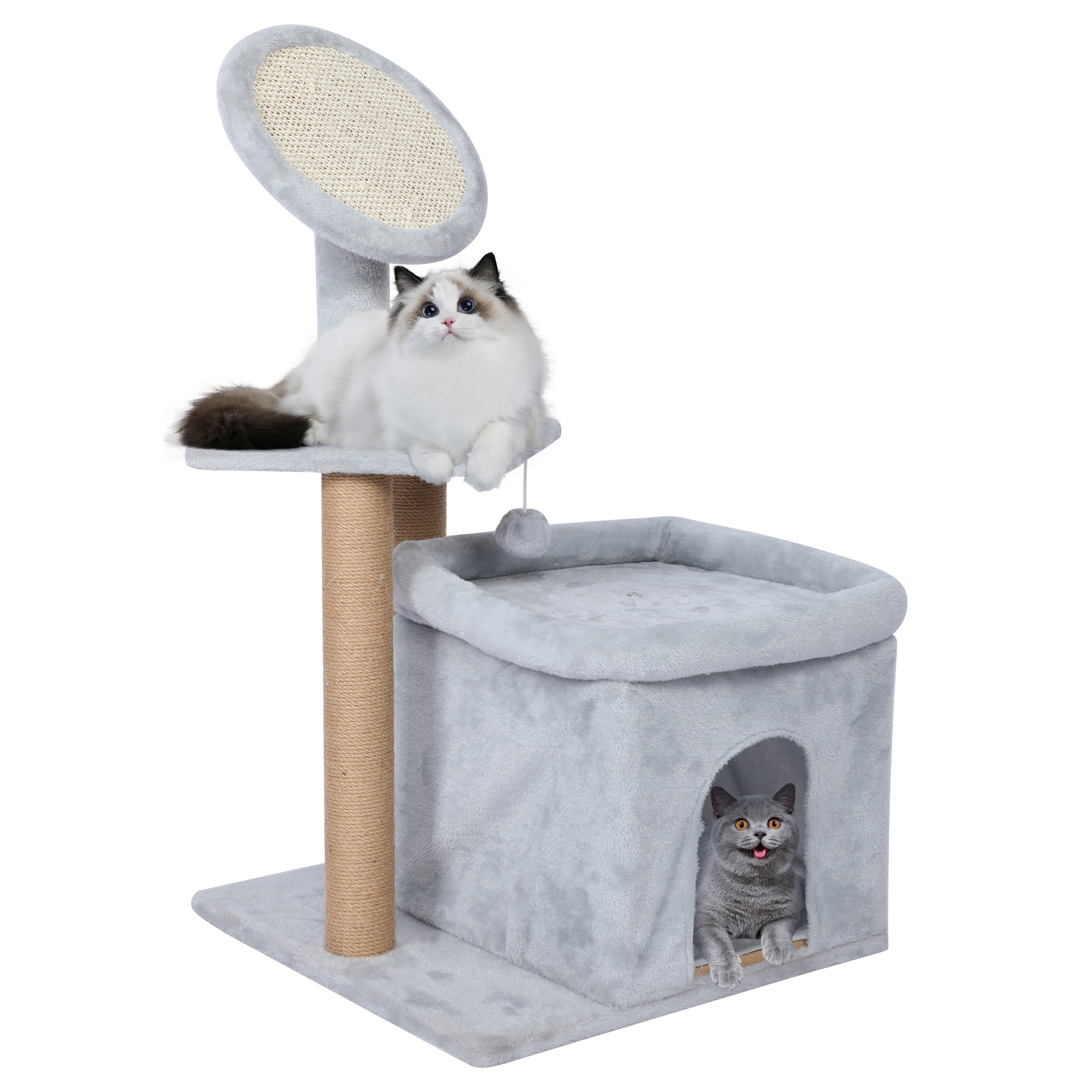 

Cat Tree Tower 33 Inch, Cat Tree For Indoor Cats, Cat Scratching Post With Sisal Scratching Pad, Cat Tower For Large Cats, Cat Playhouse Cat Condos For Adult Cats, Grey