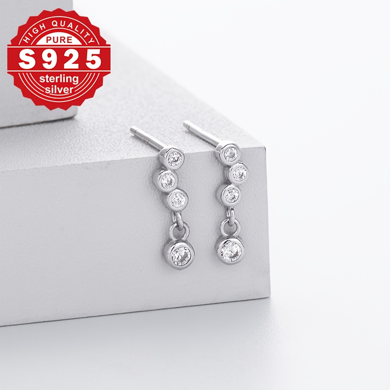 Women's Round Tassel 925 Sterling Silver Stud Earrings