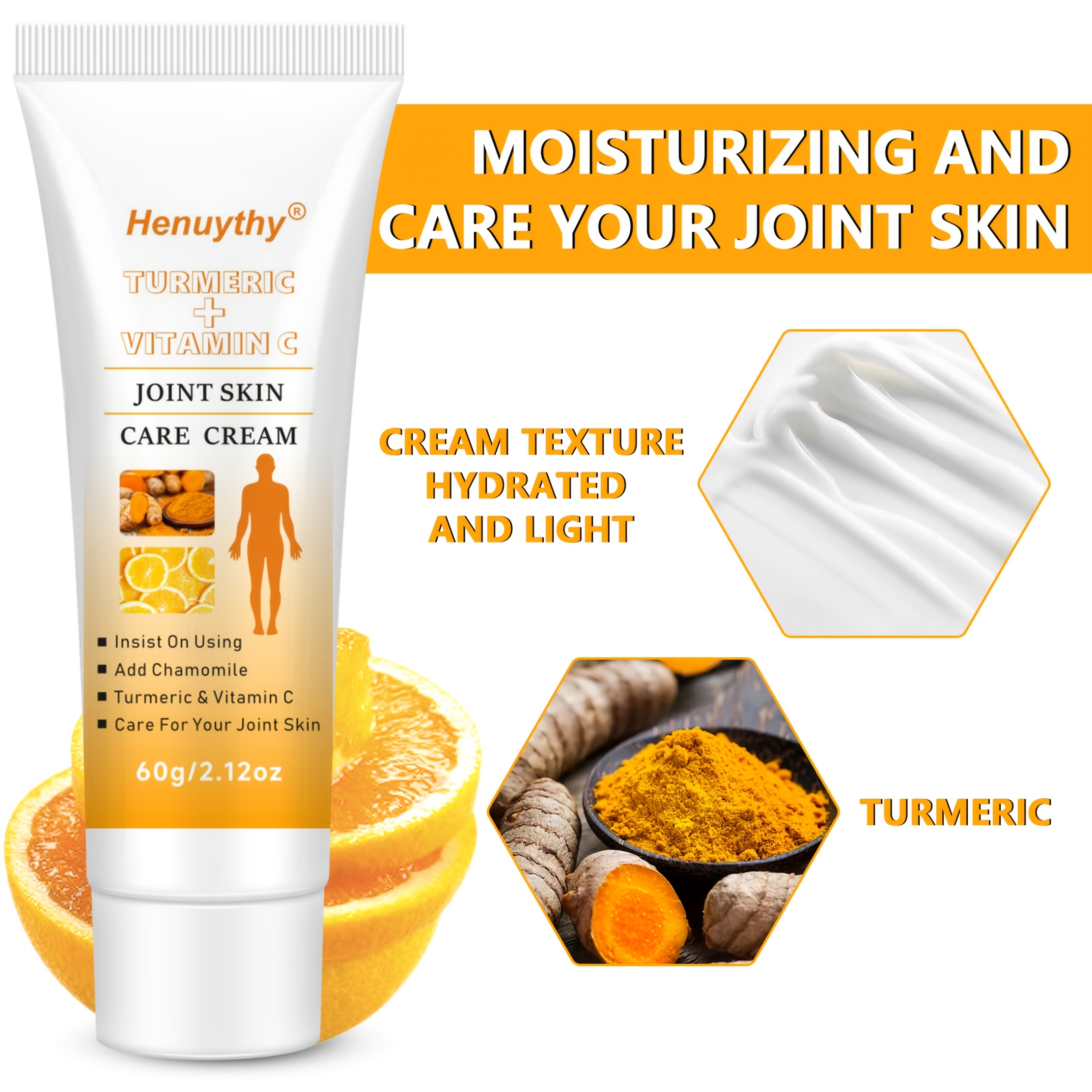 Turmeric Vitamin C Joint Skin Massage Cream, Suitable for Hand, Joint, Neck, Foot, Shoulder, Body Care, Full Body Joint Skin Care