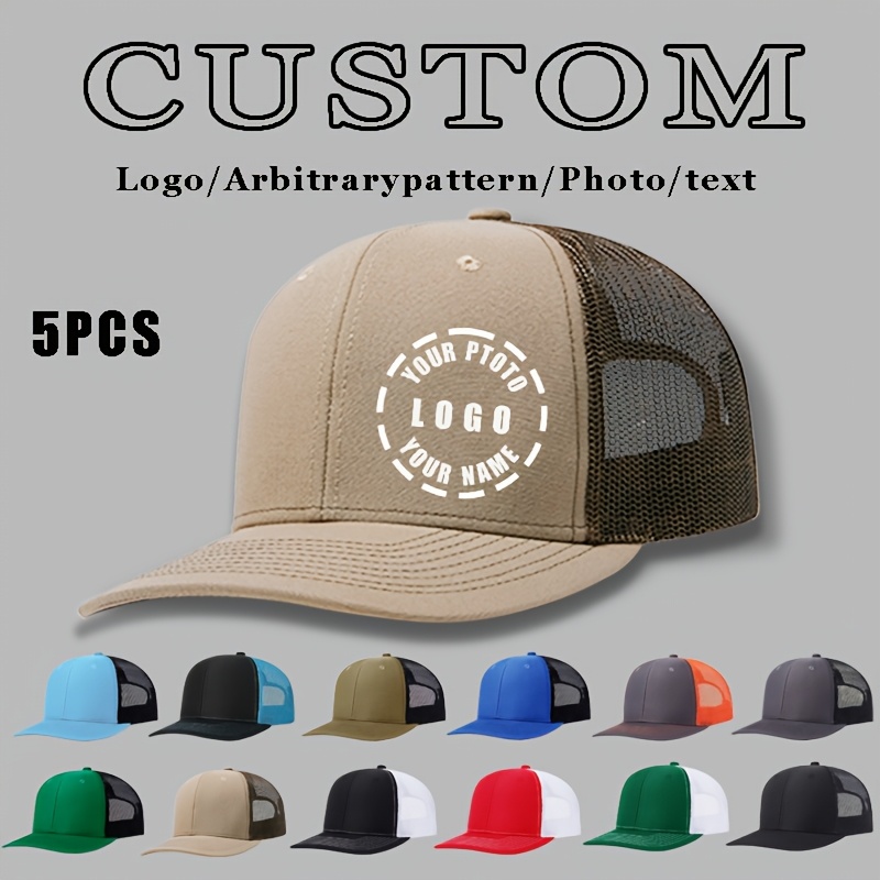 TEMU 5 pezzi Cappellino da baseball con LOGO personalizzato, Cappellino esclusivo con d'anatra personalizzata, Cappellino da tennis a blocchi di ,