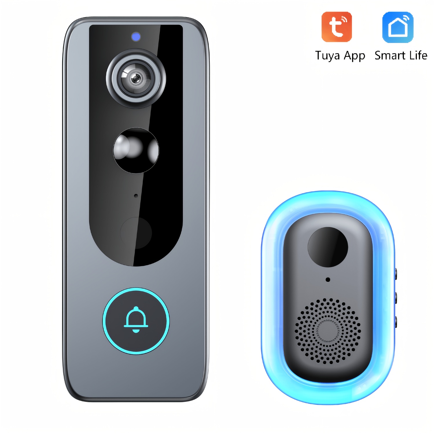 TEMU Sonnette Vidéo, Sonnette Intelligente Fil, Batterie, Autonomie 180 Jours, IA et Détection de Mouvement, Enregistrement Vidéo HD 1080P, Sonnette