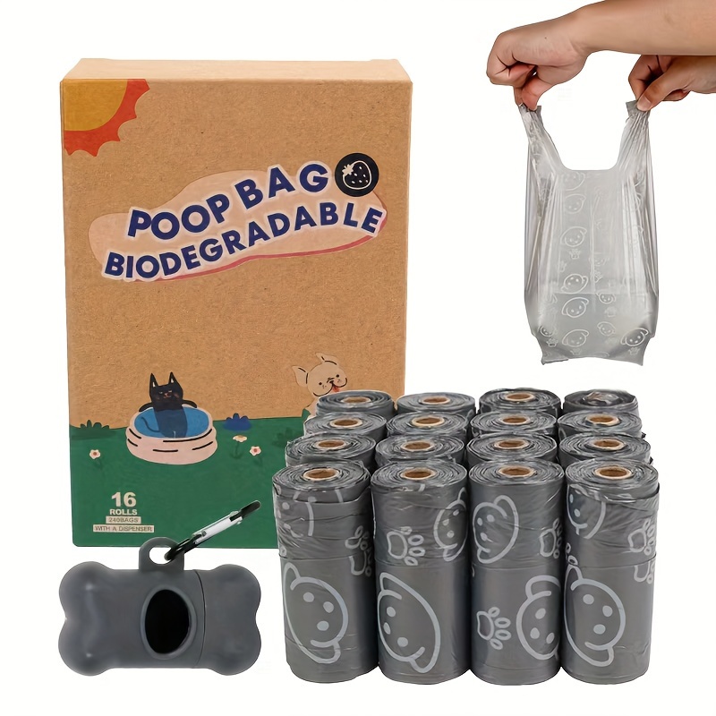 

240-pack Biodegradable Dog Poop Bags, Polyethylene Leak-proof Pet Waste Bags With Scents, Includes 1 Free Dispenser For