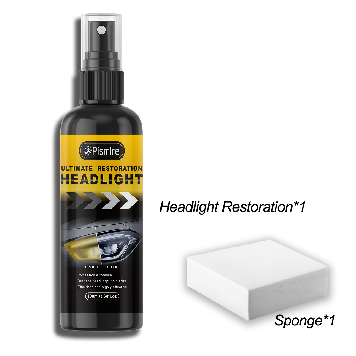 TEMU Headlight Restoration Polish Car Headlight Repair Spray  Professional Car Headlight Repair Kit  Quickly Repair Car Headlights  No Polishing