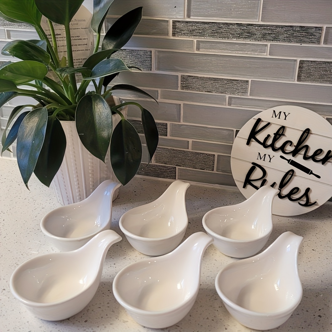 TEMU Handle Dipping Bowl Set | Spoon Shaped Design White Soy Sauce Dishes+cold Meat Platter Bowls + Small Dipping Bowls | Multi-functional Containers