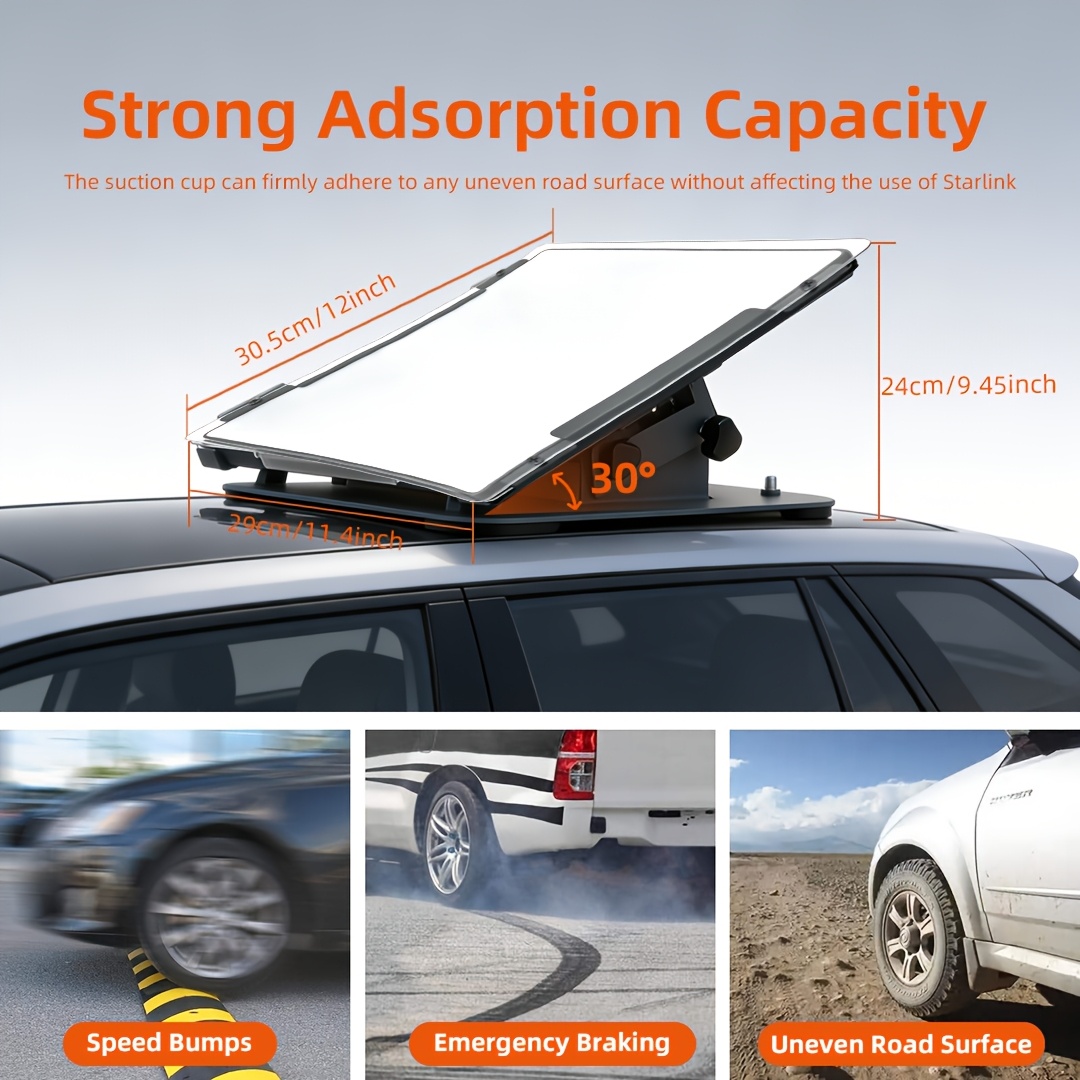 Kit de support de fixation magnétique pour Starlink Mini, support magnétique de voiture à angle réglable, compatible avec l'appareil de signal satellite Starlink Mini, installation facile, noir/gris