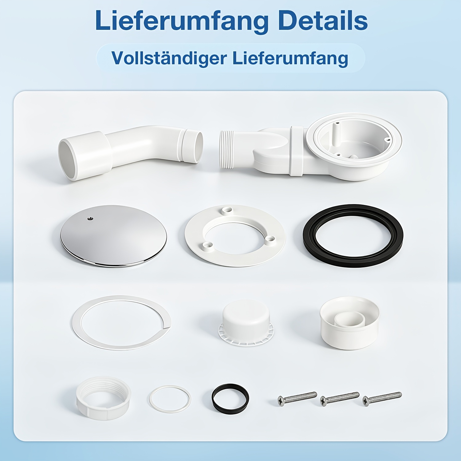 Image of 90mm Shower Drain, Suitable For Shower Trays, Featuring A Removable Strainer And A 45° Connection Elbow, With A Drainage Capacity Of Approximately 20 Per Minute, In Matte Black And Silver-white