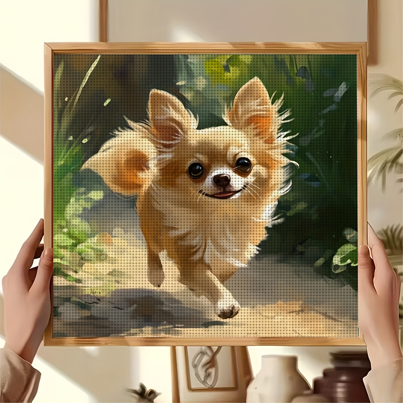 Relaxing DIY Cross Stitch Kit, "Running Chihuahua" Pattern