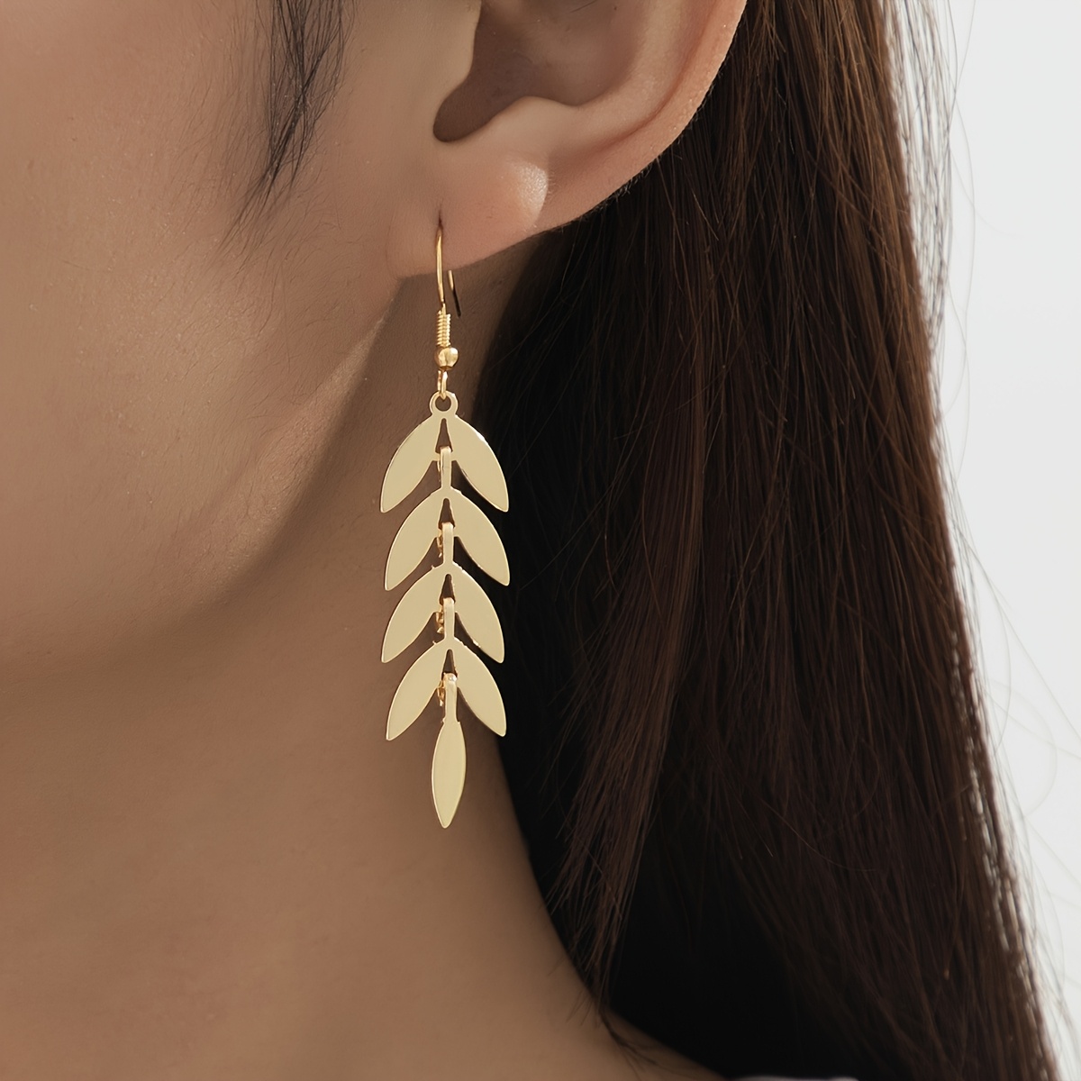 1 Pair Of Wheat Ear And Leaf Design Dangle Tassel Earrings With Ear Hooks, Suitable For Daily Wear, Parties, Banquets, Vacations, And As A Gift For , Exuding And Temperament