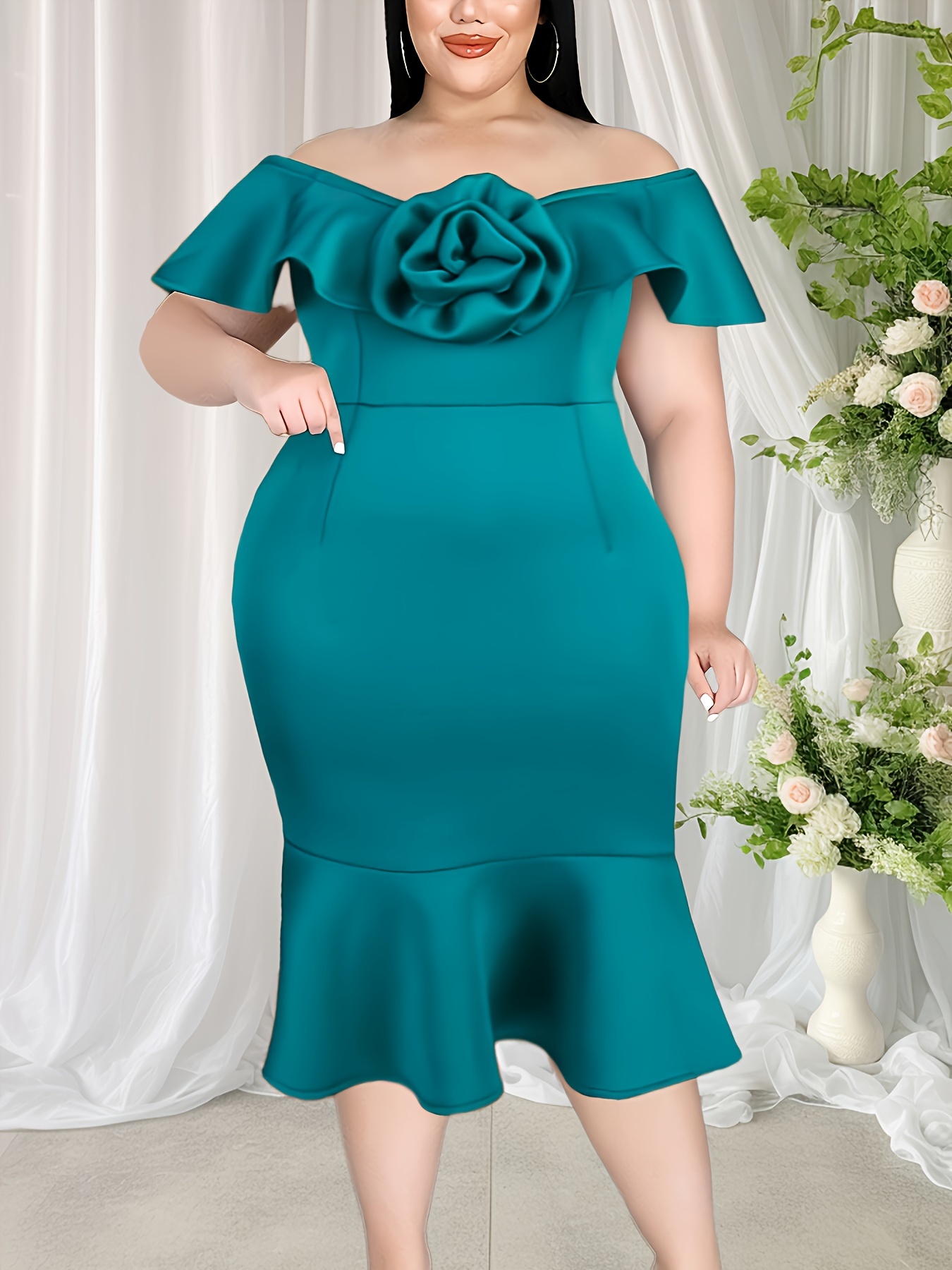 plus size plus size shoulder strapless evening gown large - Temu