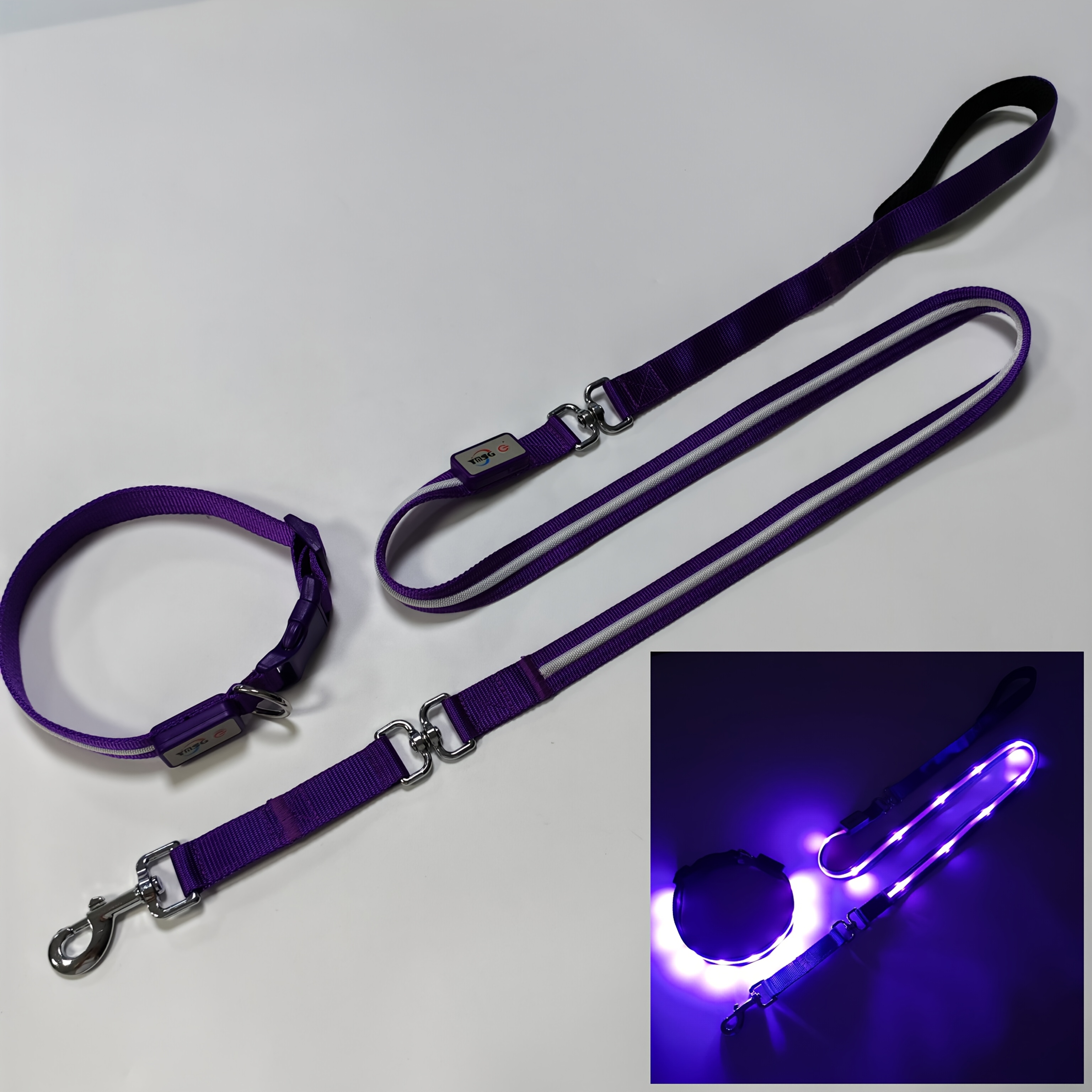 LED Nylon Pet Luminous Collar and Leash Set
