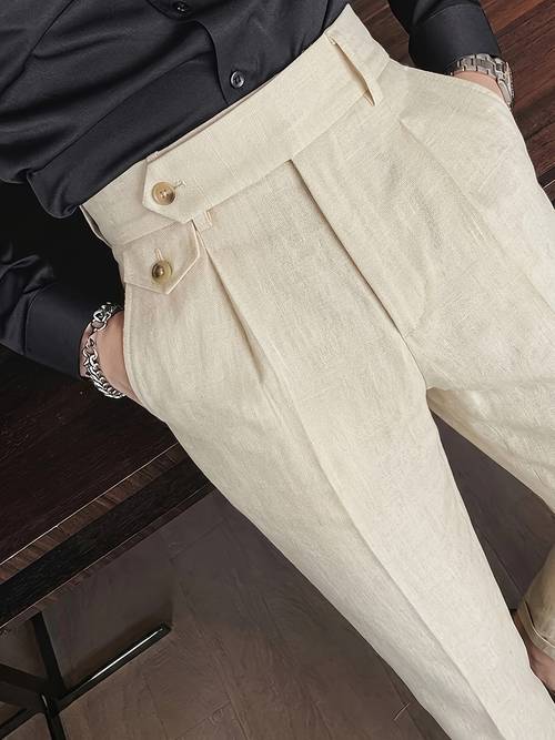 item picture spring and summer linen single mens business trousers straight fit formal pants