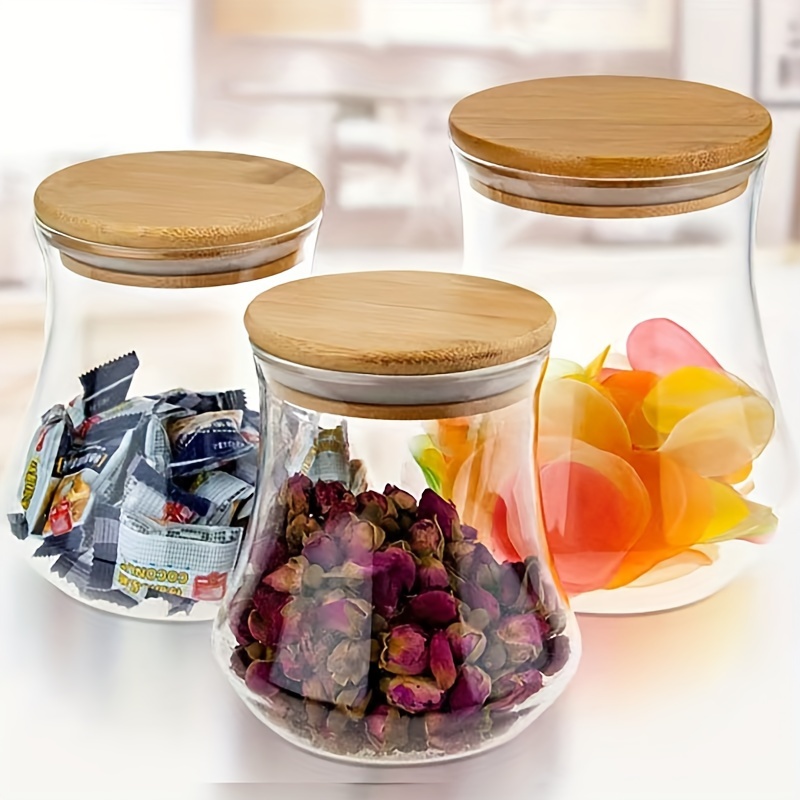 3個 ガラス保存瓶 食品保存容器 お茶 コーヒー豆 砂糖 キャンディー ビスケット スパイス用のポータブル透明食品瓶 家 - Temu Japan