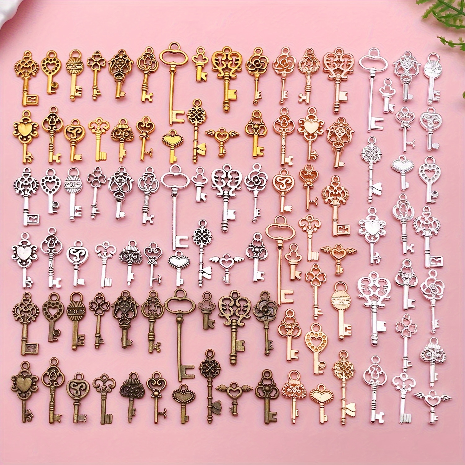 

100pcs Key Set - Mixed Styles, Zinc Alloy Pendants For & Crafts