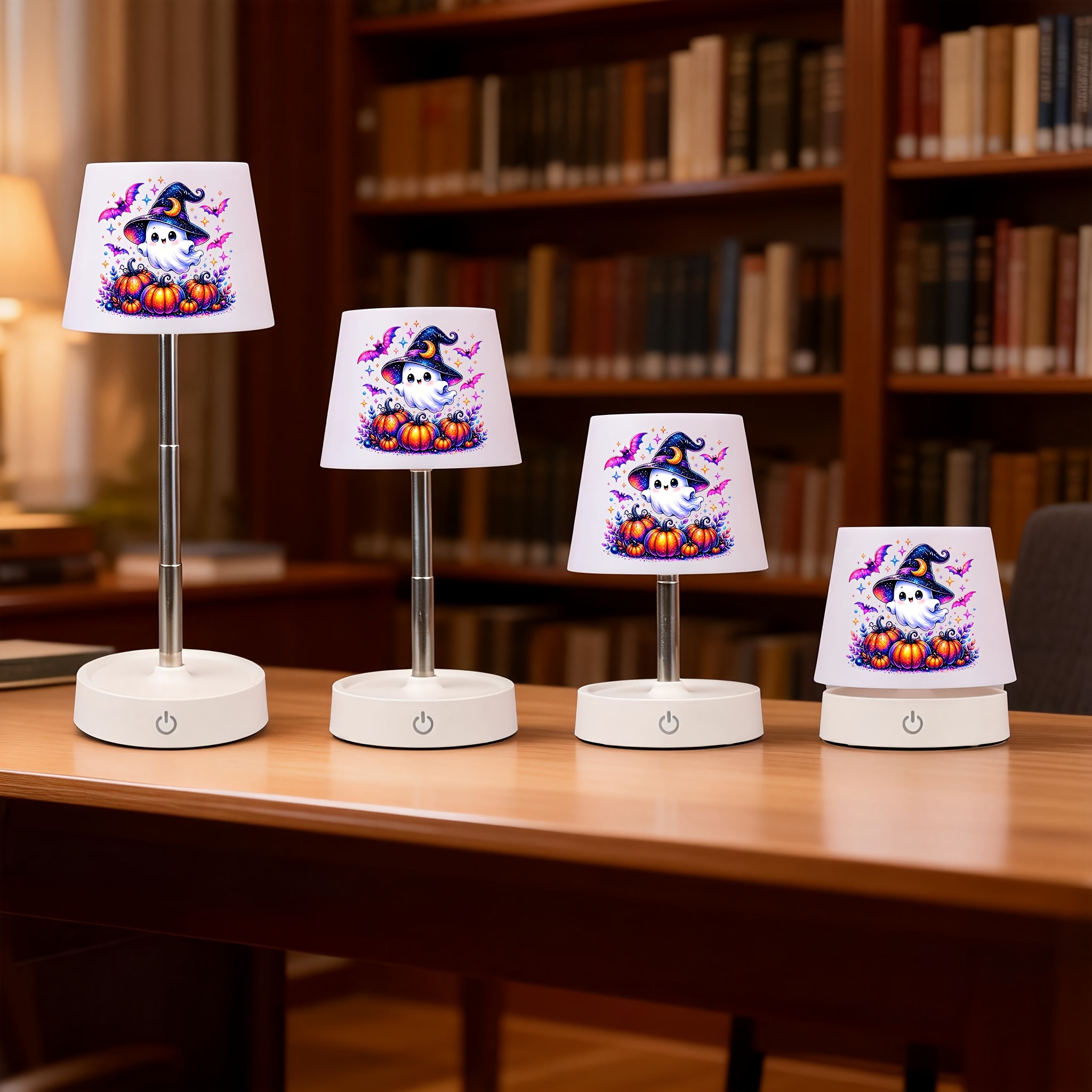 Halloween Cute Ghost Desk Lamp with Wizard Hat Pattern
