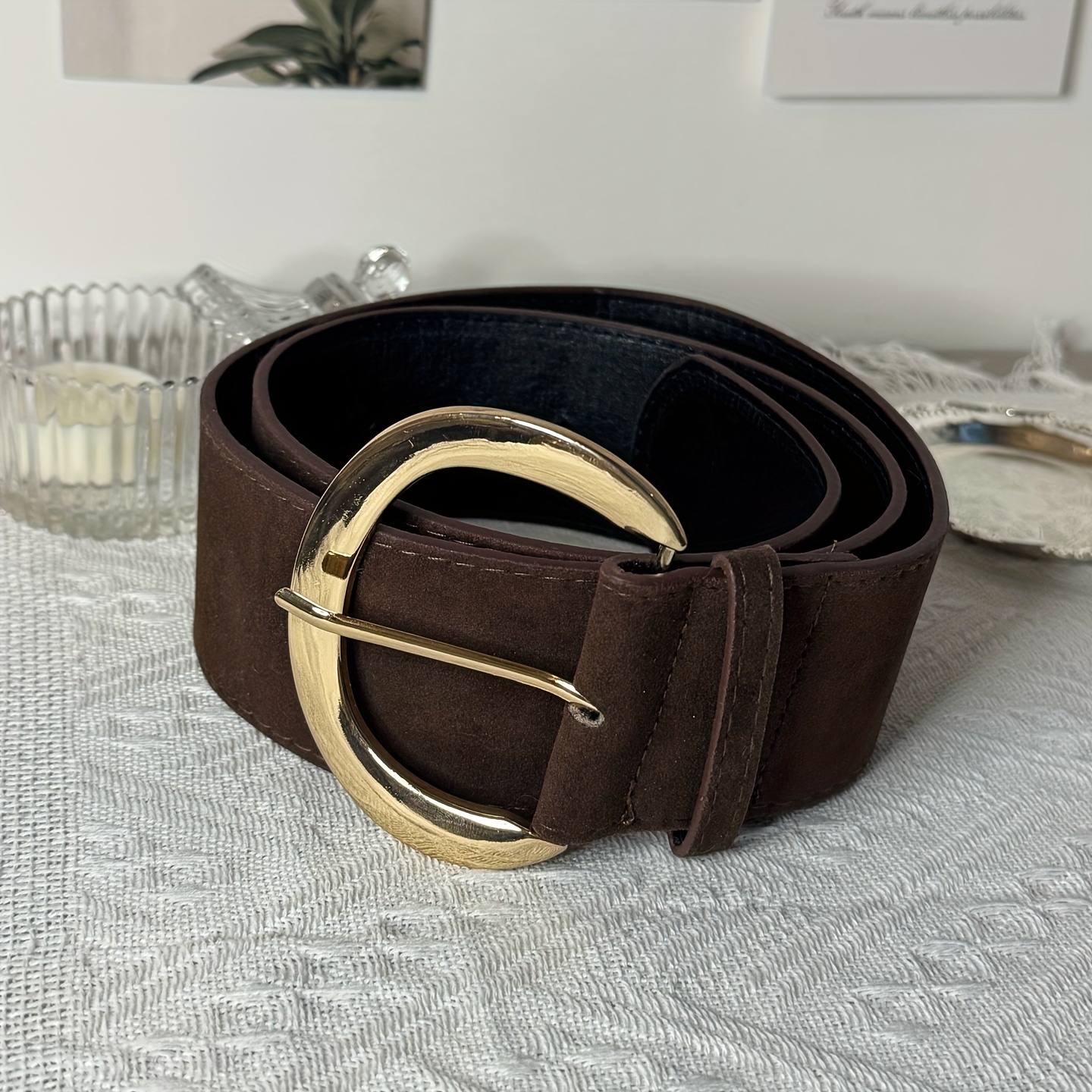 Image of 1pc Women's Belt, Vintage Design Wide Edge , High-quality Belt, Fashionable Brown Decorative Versatile Belt For Daily Wear