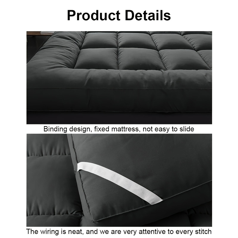 1200 GSM Mattress Topper & Pad for Hotels, 10Cm Extra Thick with Heavy Filling, Ultra Soft Fluffy Microfiber, Box Stitched And Equipped with Elastic Straps, Suitable for UK Single, Double, And King Beds