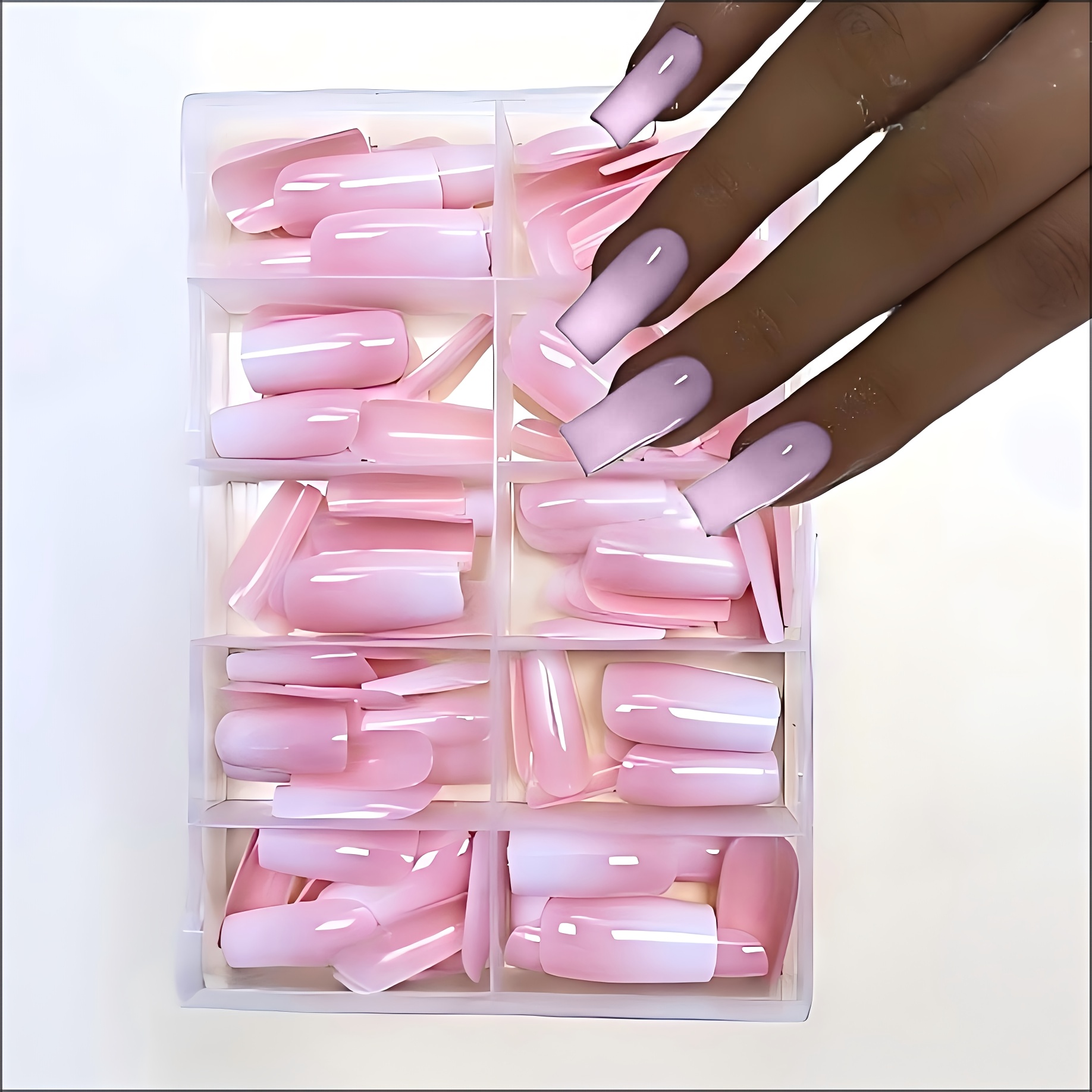 E-shop 120er Set Rechteckige Minimalistische Gradient Press-On Nägel, Verbessern Sie Ihren Stil, Nails für Frauen und