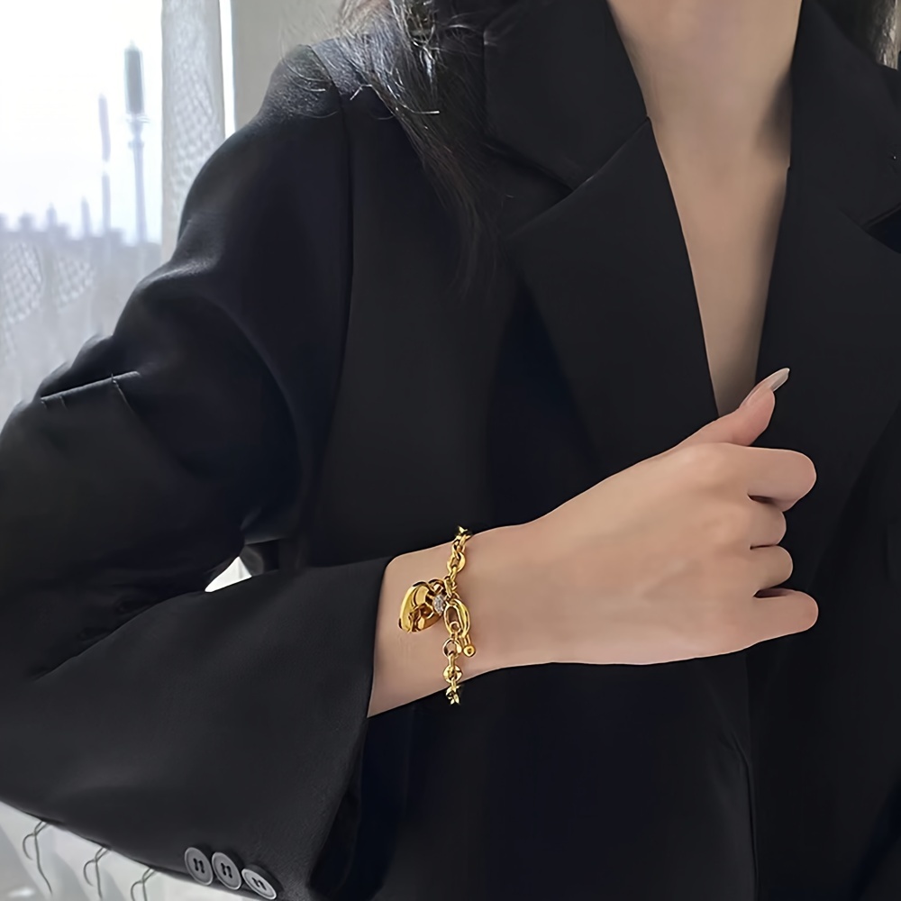 Heart Clasp Bracelet for Women with CZ - Casual Style Accessory