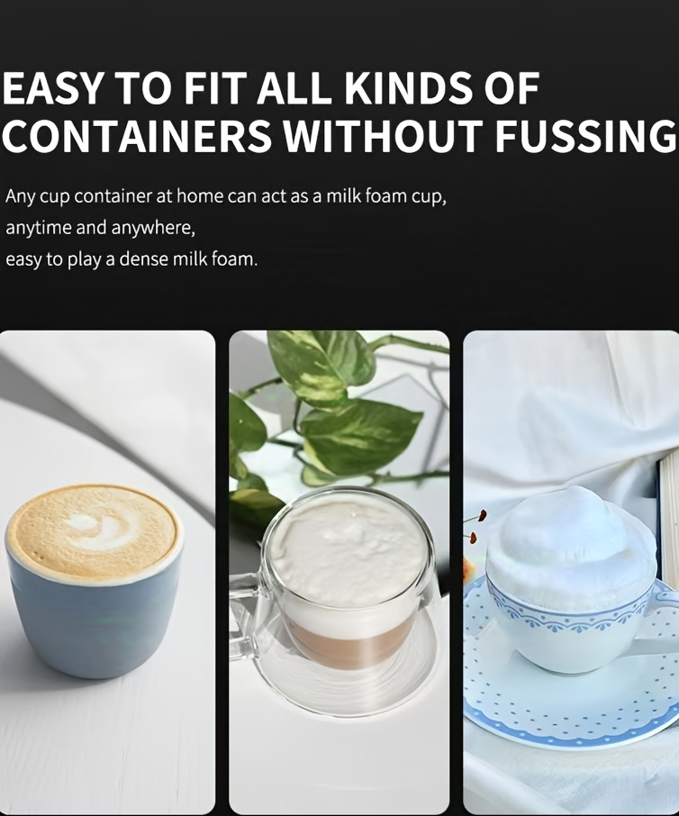   electric milk frother handheld wireless coffee cappuccino foam maker battery powered aa   latte art kitchen use details 4