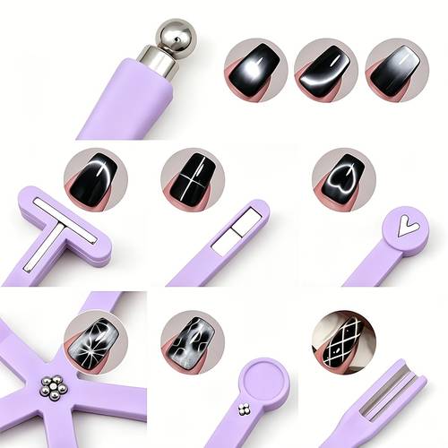 imagen del artículo imán multifuncional para uñas de y 8 en 1 y 1, herramienta de uñas con imán fuerte para crear varios efectos de para manicura con esmalte de gel magnético