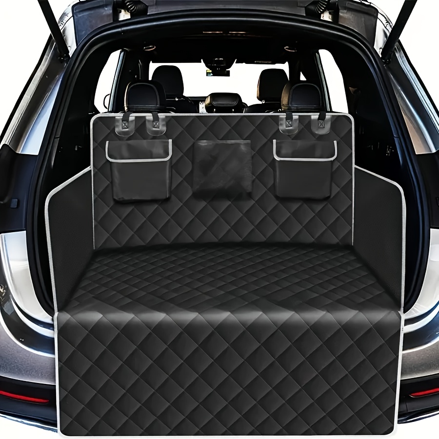 TEMU Waterproof Non-slip Suv Cargo Liner For Dogs - Heavy-duty Fabric Pet Seat Cover With Bumper Flap Protector, Large Universal Fit For Suvs Sedans , Black