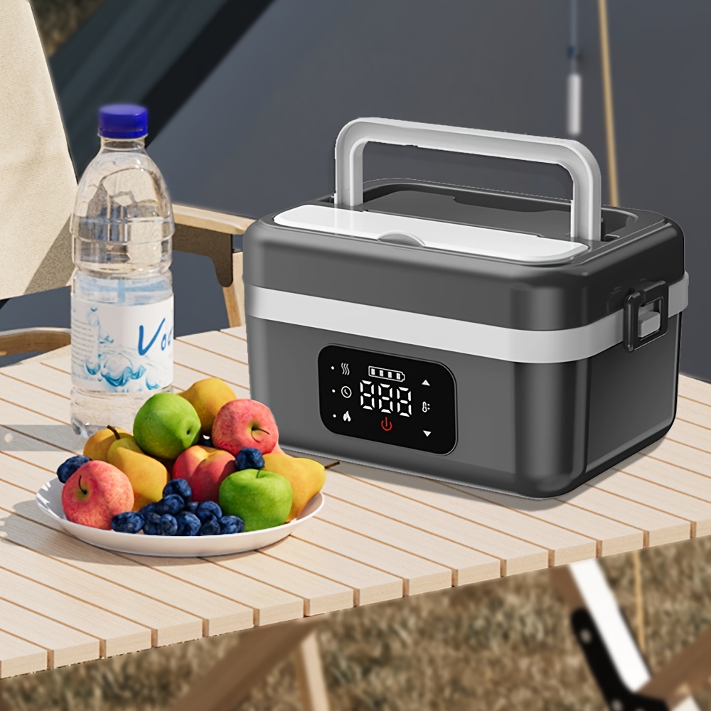 Wireless Electric Insulated Lunch Box Built-in 8000mAh Battery, 60W  Heating Lunch Stainless Steel Portable Food Heater Used As A