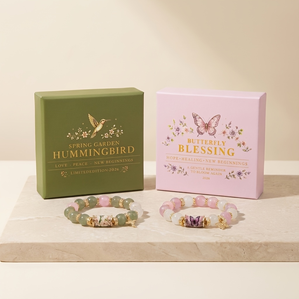 TEMU Ensemble de 2 bracelets extensibles à perles avec motif papillon pour femmes, bracelet à breloques florales avec pendentif doré, ensemble de la