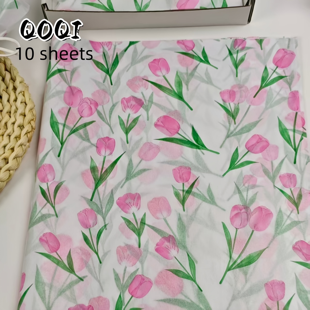 TEMU Dünnes Papier mit rosa Tulpenmuster, 20X14 Zoll Dünnes Papier, Geschenkpapier, Geeignet für Ostern, Hochzeiten, Muttertagsgeschenke,