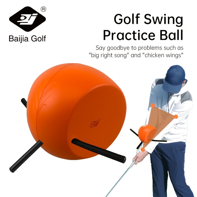 

1pc Bajaiya Golf Swing Practice Ball - To & Big Slices, Orange Pu Material - Beginners & Junior Golfers To Correct Posture & , Golf Training Aid