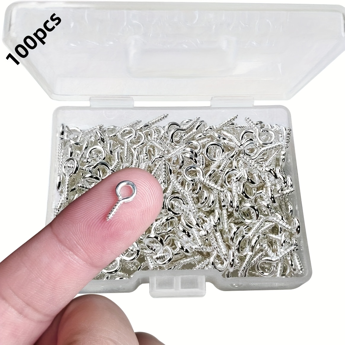 100pcs Mini Pin Pegs, 8 X 4mm Hooks, Self-tapping Screws For Arts & Crafts, Cork Top Bottles & Making (silvery)