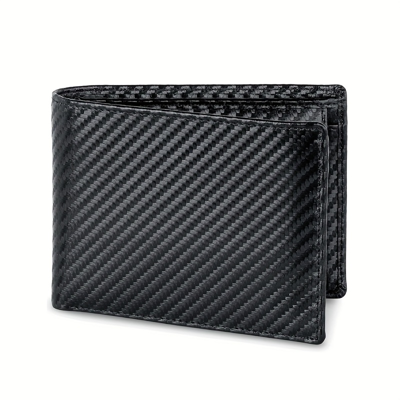 TEMU Carbon Fiber Men' Rfid Wallet With Coin Pocket 12 Card Slots