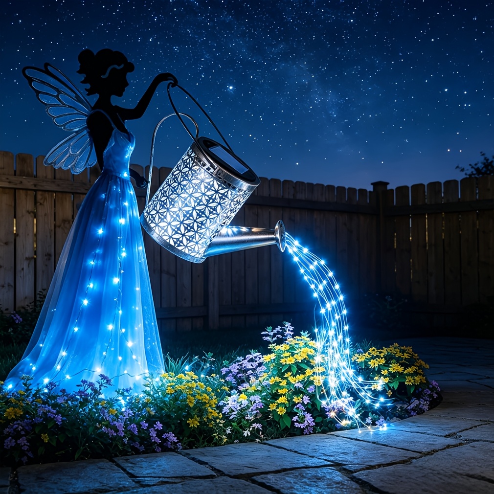 TEMU 1pc 5d Frameless Latest Style Round Full Diamond Garden Fairy Diamond Painting Night Courtyard Starlight Hand Diamond Sticker Living Room