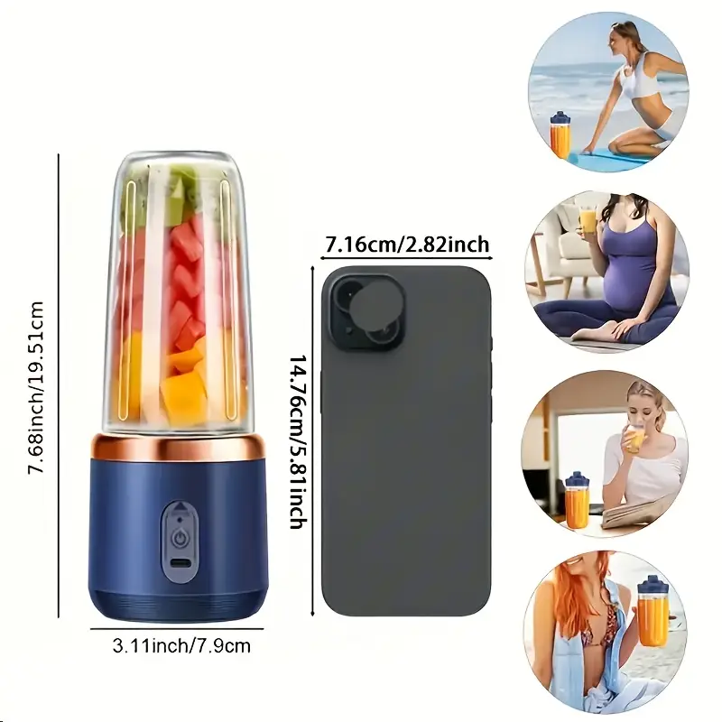 juicer portable usb rechargeable cup with with two removable food grade abs round juicing cups and a cap push button control for on the go juices shakes and more gift giving details 6