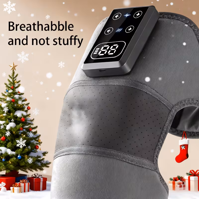 wireless charging knee and shoulder massager with lcd display 3 vibration 5 heat settings compact portable for personal use or gifting Product details 2