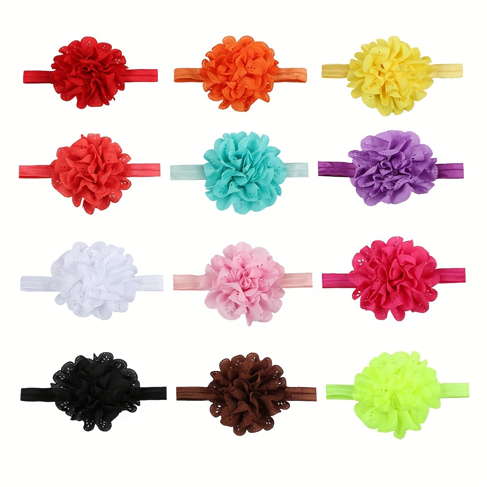12pcs Baby Flower Headband Set, Cute Stretchy Children's Hair Accessories
