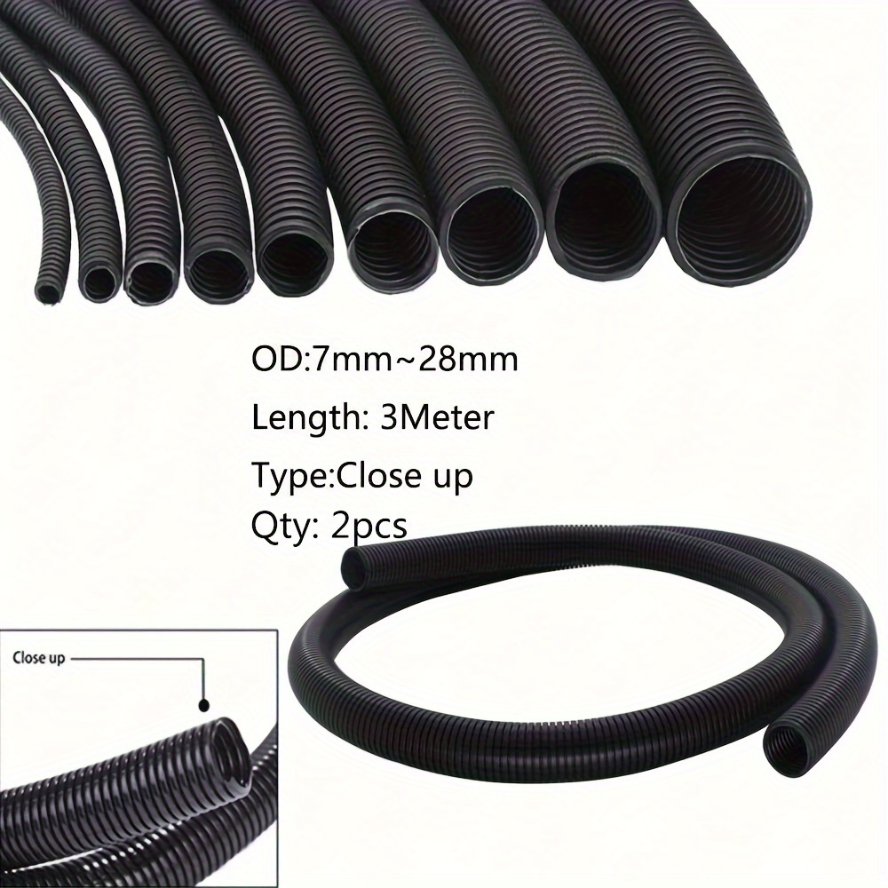 

2pcs 3m Corrugated Non-split , Suitable For - Automotive Wiring And And Management