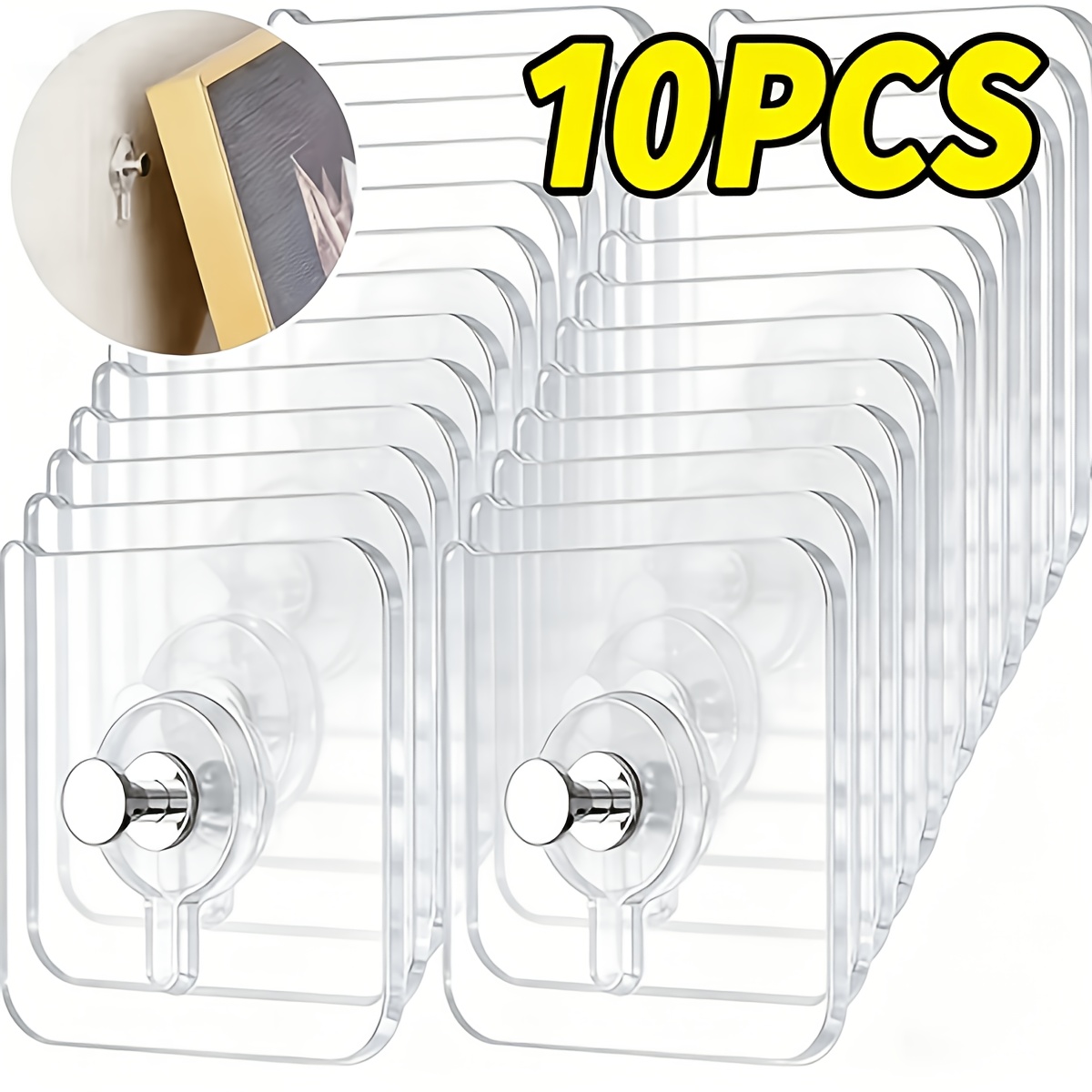 10pcs Nail-free Bathrobe Towel Hooks Transparent Trace-free Adjustable Screw Strong Adhesive Rack Bathroom Wall-safe Storage Tool
