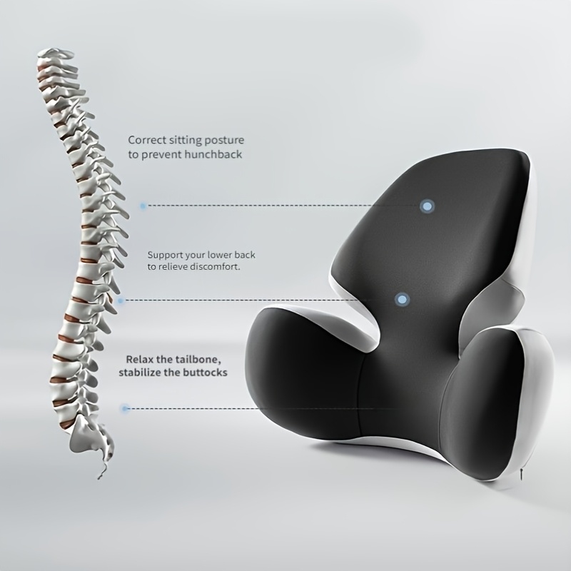 TEMU Coussin de siège de voiture ergonomique en mousse à mémoire de et oreiller de soutien lombaire, coussin de chaise de bureau doux et élastique