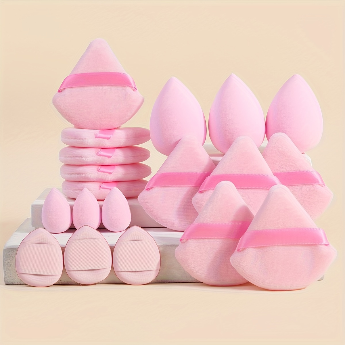 TEMU Set de 19 outils de maquillage professionnels, incluant une éponge de maquillage triangulaire et des mini éponges pour , outils de maquillage