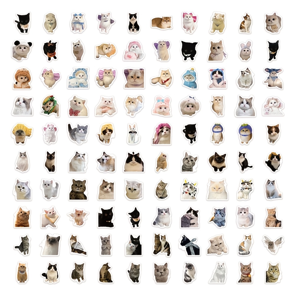 TEMU 100pcs Cat Sticker Collection For Decorating Journals, Diy Phone Cases, Office Supplies, Daily Stationery, And Notebook Accessories