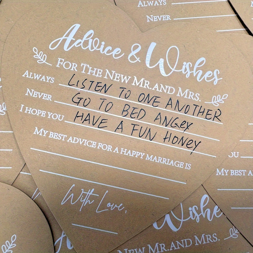 

30pcs Wedding Advice And Wishes For The Mr And Mrs - Heart Shaped Cards Rustic Kraft Paper, Perfect Addition To Your Wedding Reception Decorations Or Bridal Shower