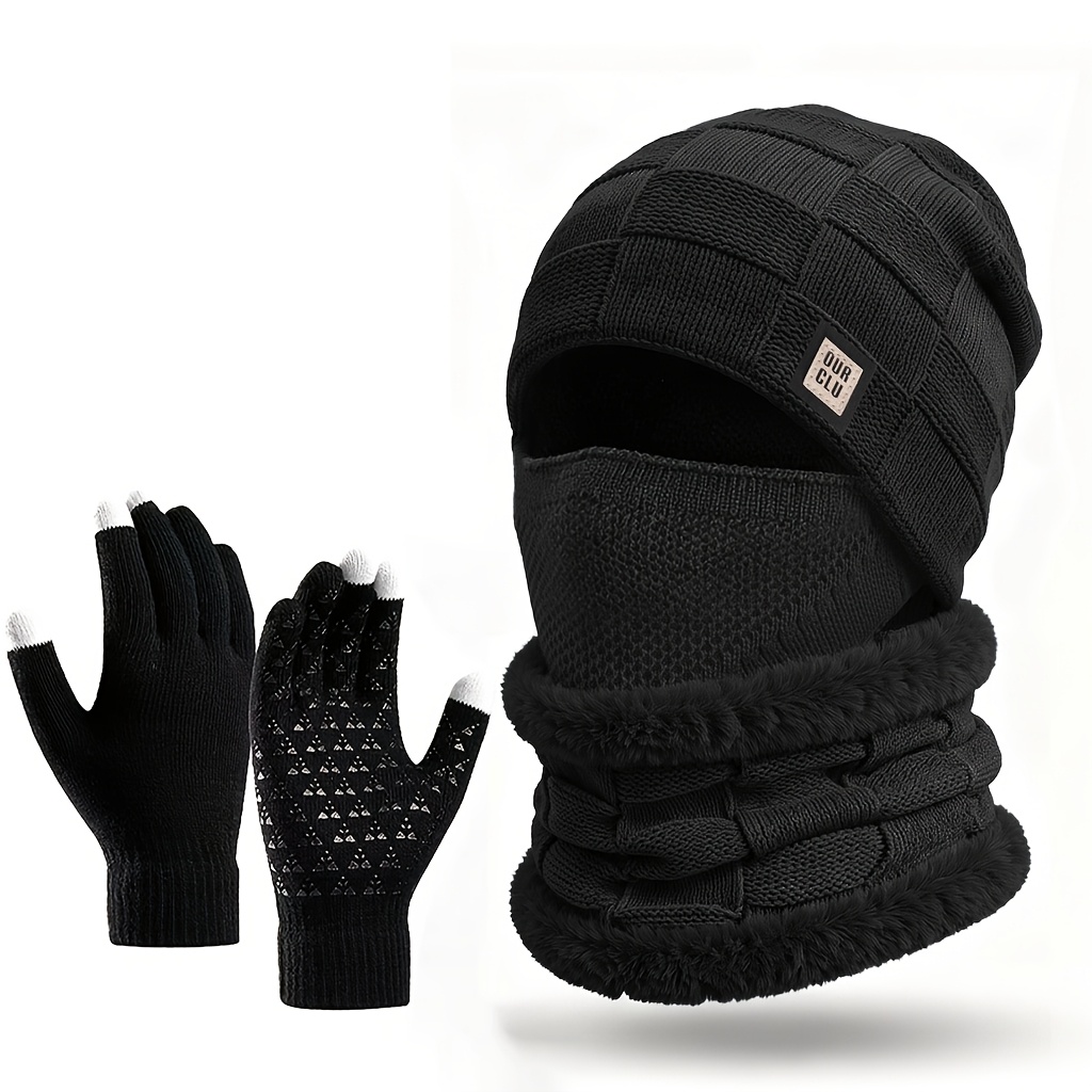 Winter Plush Lined Ear-Covering Hat Set Unisex
