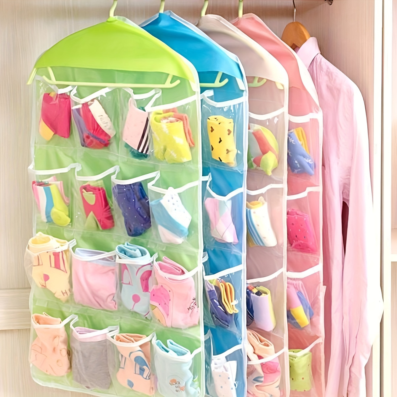 

16-pocket Hanging Storage Organizer For Socks, Underwear & Small Items - Bedroom, Living Room, Or Nursery