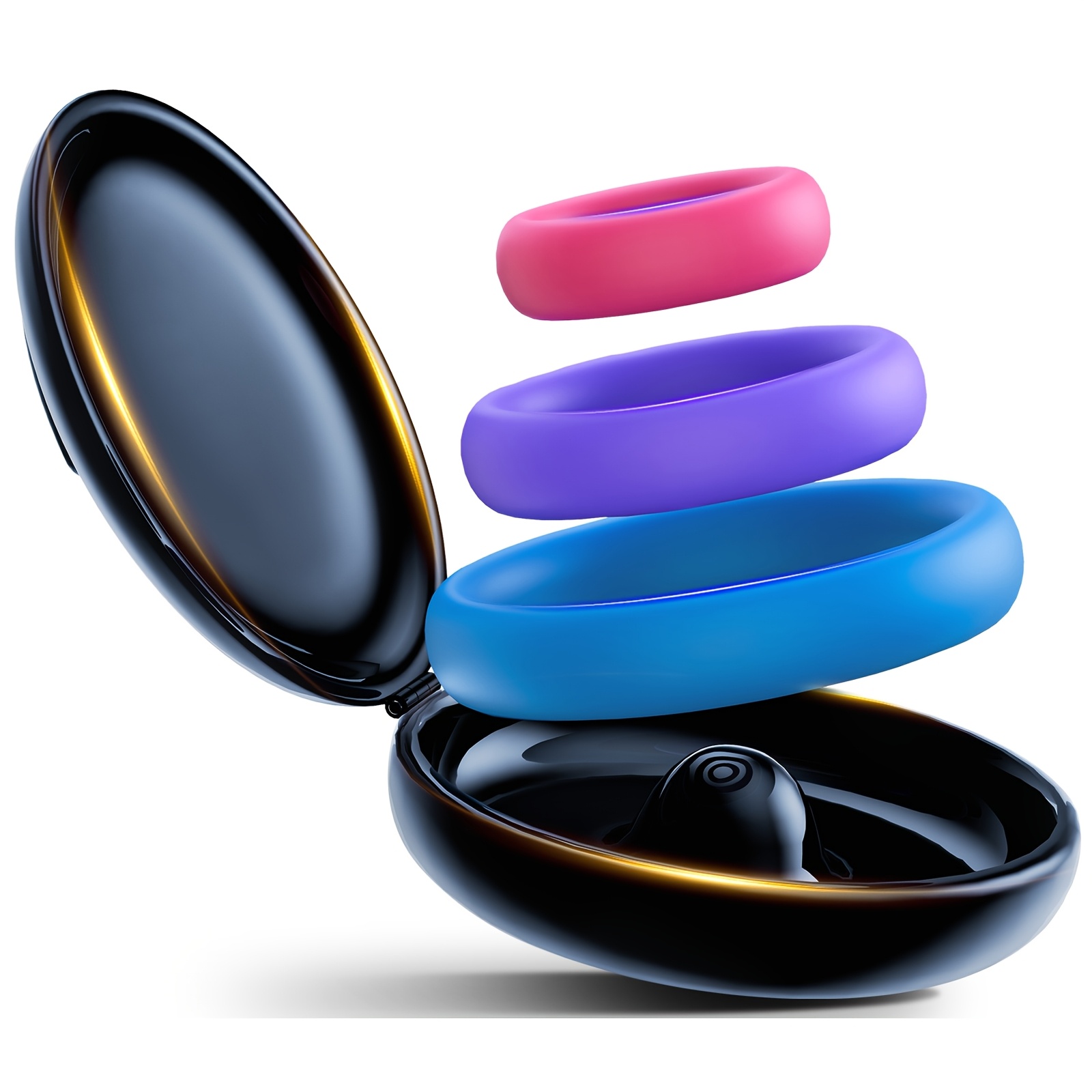 3-Color Silicone Penis Ring with Storage Box, Men'S Penis Ring Set for Pleasurable Experience, Penis Ring, Flexible Adjustment, Suitable for Male And Female Couples, Perfect Valentine'S Day Gift