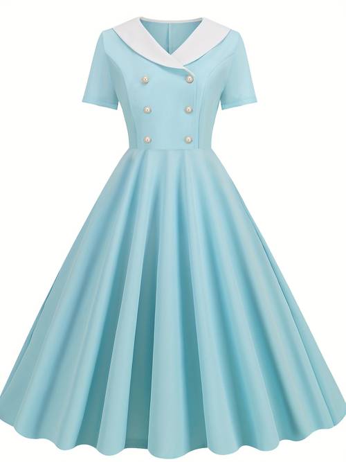 double breasted lapel waist cinching vintage dress