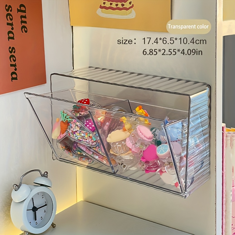 Image of 1pc Hair Accessory Storage Box Wall-mounted, Suitable For Grabbers, Hair Clips, Hair Bands, Hair Ties, Bands And Jewelry Boxes. Without Drilling. Wall-mounted Storage Box, Cosmetic Storage Box