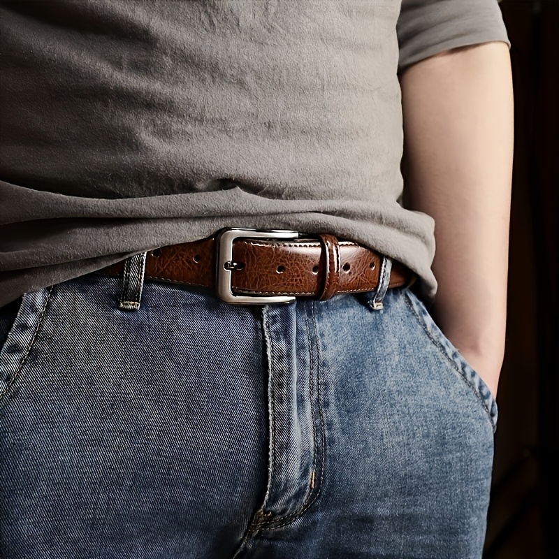 Set of 2 Men's Genuine Leather Ratchet Belts with Adjustable Buckles, Fits Waist Sizes 32"-44" for Business and Casual Wear