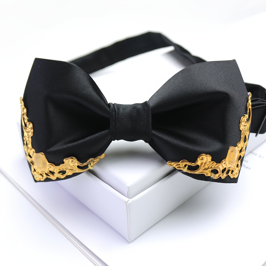 TEMU 1 Wine Red And Black Bow Tie For Business Parties, & Everyday Street Gentleman