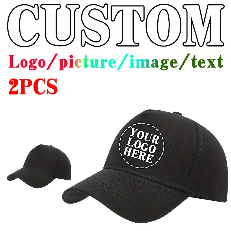 TEMU 2 gorras de béisbol personalizables y ajustables para hombres y mujeres - Personalizadas con tu texto, foto - Múltiples opciones de color, ideal