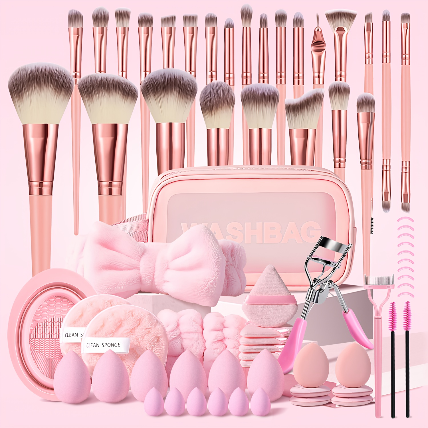 

70pcs Professional Makeup Tools Set - Includes Brushes, Sponges, Cleaning Tool & Bag For Types, Nylon Bristles, Abs Handle, Fragrance-free, Makeup Brushes